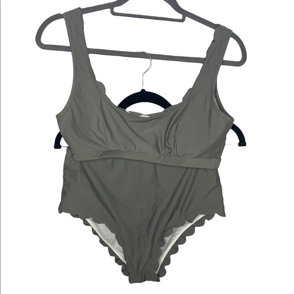 SHEIN Two Piece Gray Scalloped Swimsuit